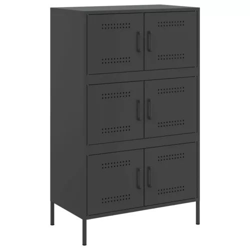 Fekete acél magasszekrény 68 x 39 x 113 cm