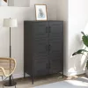 Fekete acél magasszekrény 68 x 39 x 113 cm