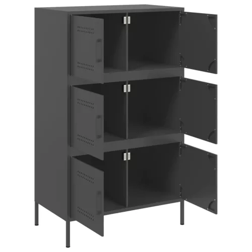 Fekete acél magasszekrény 68 x 39 x 113 cm