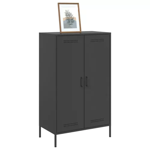 Fekete acél magasszekrény 68 x 39 x 113 cm
