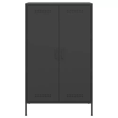 Fekete acél magasszekrény 68 x 39 x 113 cm