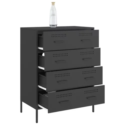 Fekete acél tálalószekrény 68 x 39 x 89 cm