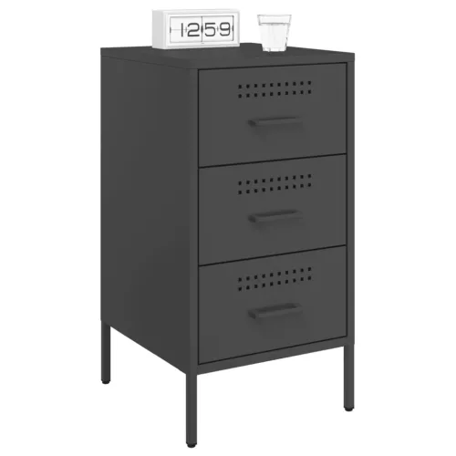 2 db fekete acél éjjeliszekrény 36 x 39 x 68 cm