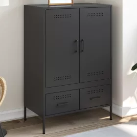 Fekete acél magasszekrény 68 x 39 x 101,5 cm