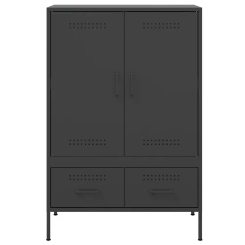 Fekete acél magasszekrény 68 x 39 x 101,5 cm