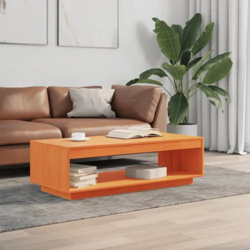 Viaszbarna tömör fenyőfa dohányzóasztal 110 x 50 x 33,5 cm