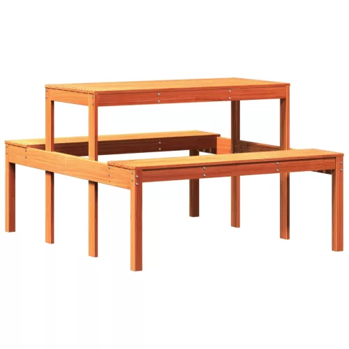 Viaszbarna tömör fenyőfa piknik asztal 110 x 134 x 75 cm