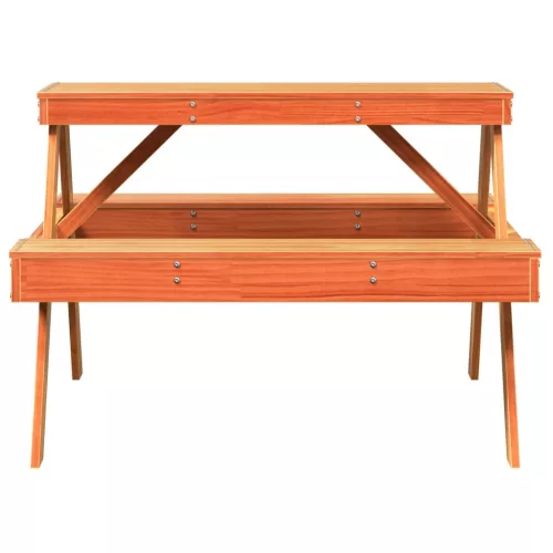 Viaszbarna tömör fenyőfa piknik asztal 105 x 134 x 75 cm
