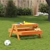 Tömör fenyőfa viaszbarna piknikasztal gyerekeknek 88x97x52 cm