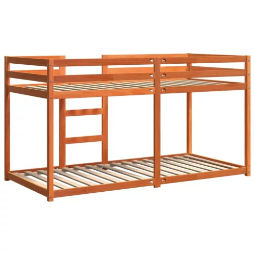 Viaszbarna tömör fenyőfa emeletes ágy 80 x 200 cm