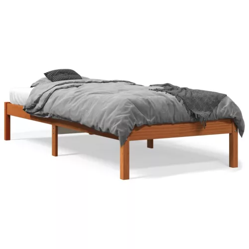 Viaszbarna tömör fenyőfa ágy matrac nélkül 90 x 200 cm