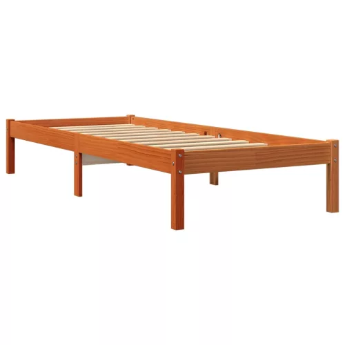 Viaszbarna tömör fenyőfa ágy matrac nélkül 100 x 200 cm