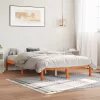 Viaszbarna tömör fenyőfa ágy matrac nélkül 140 x 200 cm