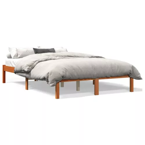 Viaszbarna tömör fenyőfa ágy matrac nélkül 140 x 200 cm