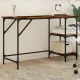 Füstös tölgy színű fém és szerelt fa íróasztal 120 x 50 x 75 cm