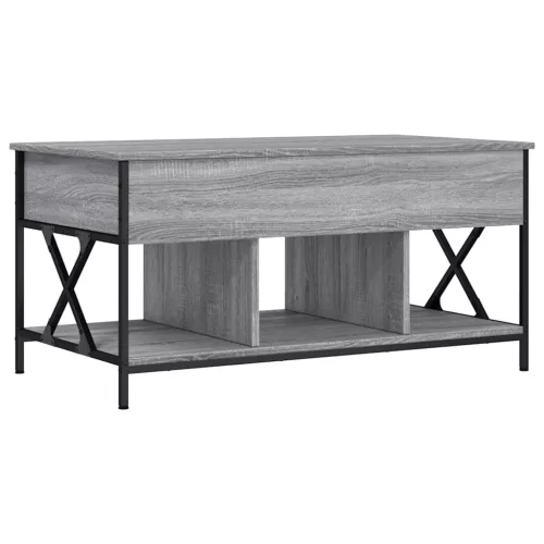 Szürke sonoma szerelt fa és fém dohányzóasztal 100 x 55 x 50 cm