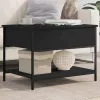 Fekete szerelt fa és fém dohányzóasztal 70 x 50 x 50 cm