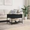 Fekete szerelt fa és fém dohányzóasztal 70 x 50 x 50 cm