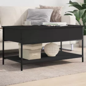 Fekete szerelt fa és fém dohányzóasztal 100 x 50 x 50 cm
