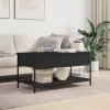 Fekete szerelt fa és fém dohányzóasztal 100 x 50 x 50 cm