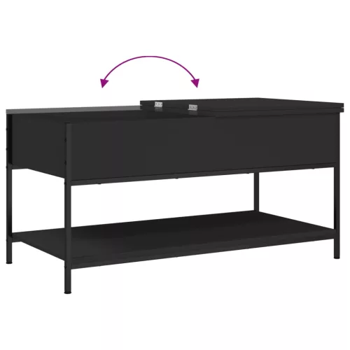 Fekete szerelt fa és fém dohányzóasztal 100 x 50 x 50 cm