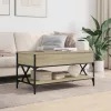 Sonoma tölgy szerelt fa és fém dohányzóasztal 100 x 50 x 50 cm