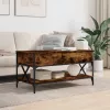 Füstös tölgy szerelt fa és fém dohányzóasztal 100 x 50 x 50 cm