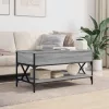 Szürke sonoma szerelt fa és fém dohányzóasztal 100 x 50 x 50 cm