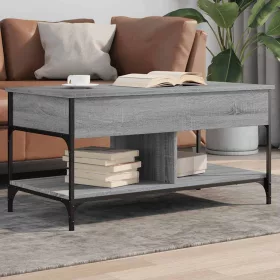   Szürke sonoma szerelt fa és fém dohányzóasztal 100 x 50 x 50 cm