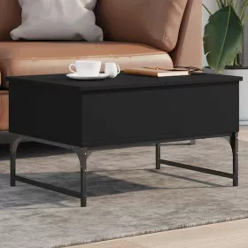 Fekete szerelt fa és fém dohányzóasztal 70 x 50 x 40 cm