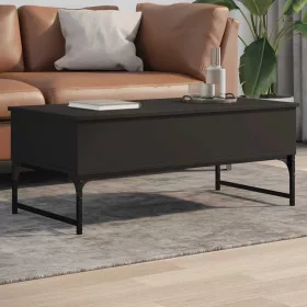 Fekete szerelt fa és fém dohányzóasztal 100 x 50 x 40 cm