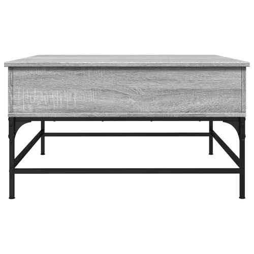 Szürke sonoma szerelt fa és fém dohányzóasztal 80 x 80 x 45 cm