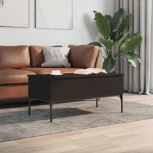 Fekete szerelt fa és fém dohányzóasztal 100 x 50 x 45 cm
