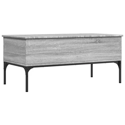 Szürke sonoma szerelt fa és fém dohányzóasztal 100 x 50 x 45 cm