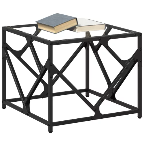 Acél dohányzóasztal átlátszó üveglappal 50 x 50 x 41 cm