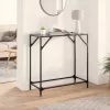 Acél tálalóasztal fekete üveglappal 80 x 35 x 81 cm