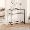 Acél tálalóasztal fekete üveglappal 80 x 35 x 81 cm
