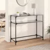 Acél tálalóasztal fekete üveglappal 98 x 35 x 81 cm