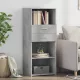Betonszürke szerelt fa magasszekrény 50 x 42,5 x 124 cm