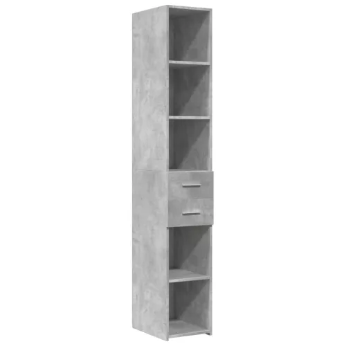 Betonszürke szerelt fa magasszekrény 30 x 42,5 x 185 cm