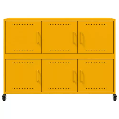 Mustársárga acél tálalószekrény 100,5 x 39 x 72 cm