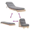 Tömör fenyőfa futon kanapéágy matraccal 60 x 206 x 11 cm