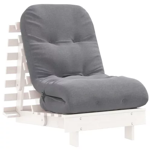 Fehér tömör fenyőfa futon kanapéágy matraccal 60 x 206 x 11 cm