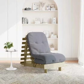   Tömör impregnált fenyőfa futon kanapéágy matraccal 60x206x11 cm