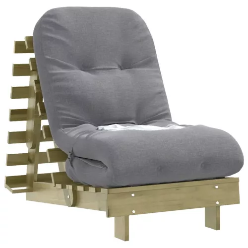 Tömör impregnált fenyőfa futon kanapéágy matraccal 60x206x11 cm