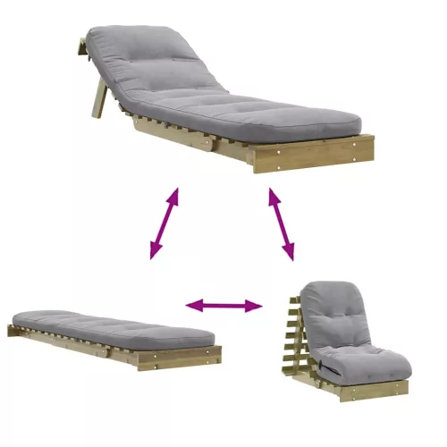Tömör impregnált fenyőfa futon kanapéágy matraccal 60x206x11 cm