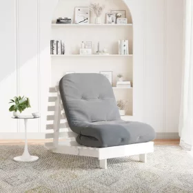   Fehér tömör fenyőfa futon kanapéágy matraccal 70 x 206 x 11 cm