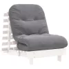 Fehér tömör fenyőfa futon kanapéágy matraccal 70 x 206 x 11 cm