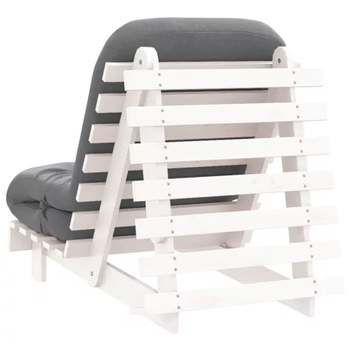 Fehér tömör fenyőfa futon kanapéágy matraccal 70 x 206 x 11 cm