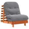 Viaszbarna tömör fenyőfa futon kanapéágy matraccal 70x206x11 cm